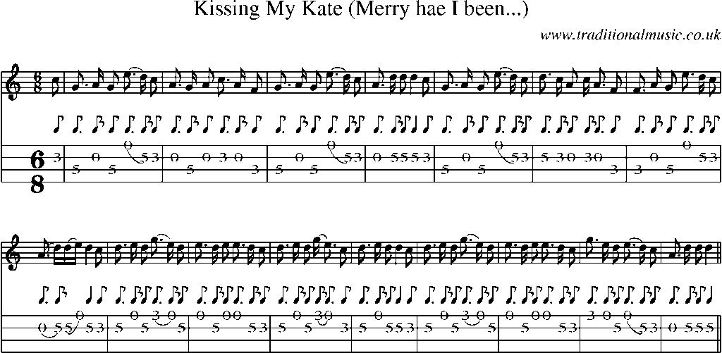 Mandolin Tab and Sheet Music for Kissing My Kate (merry Hae I Been...)