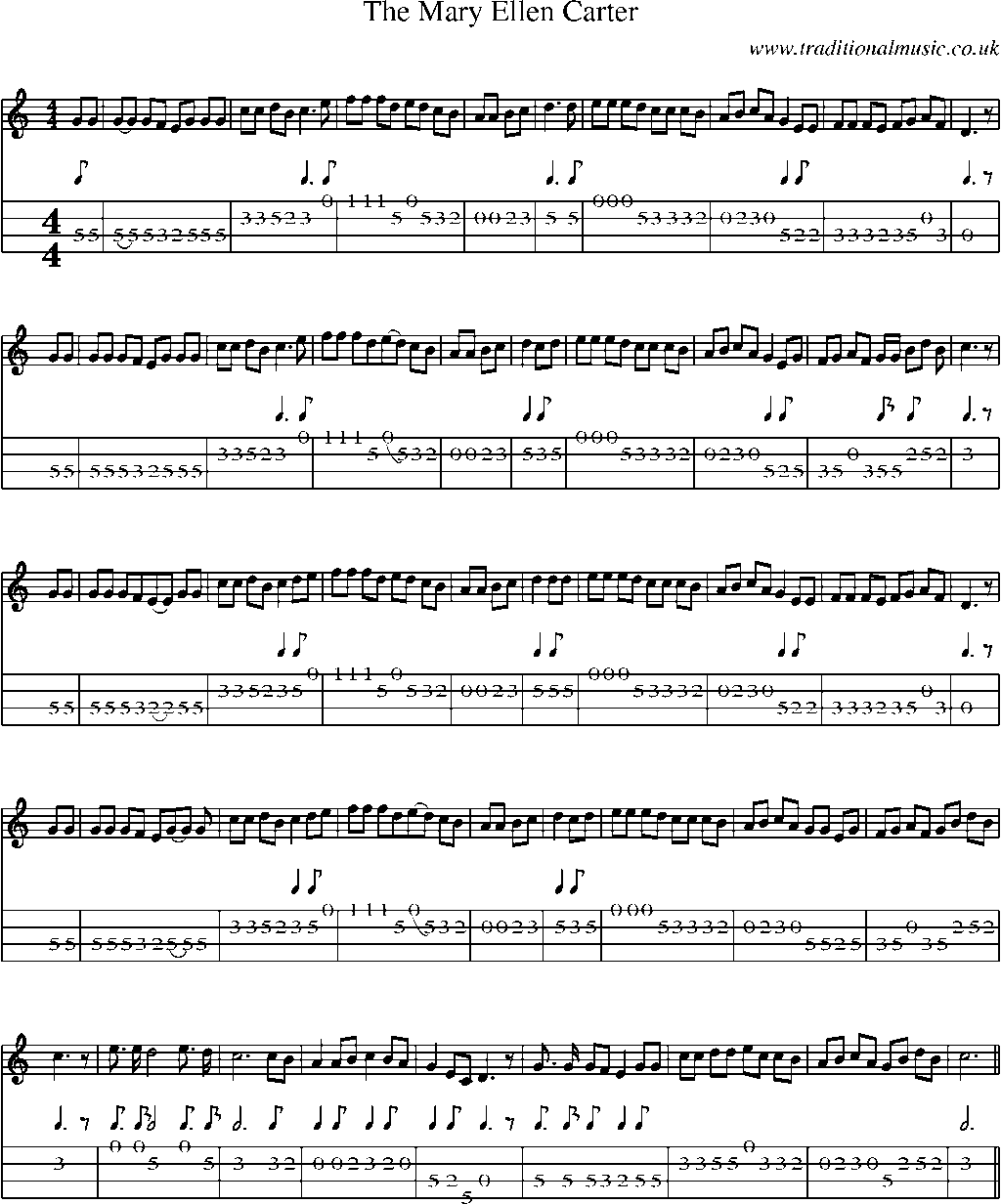 Mandolin Tab and Sheet Music for The Mary Ellen Carter