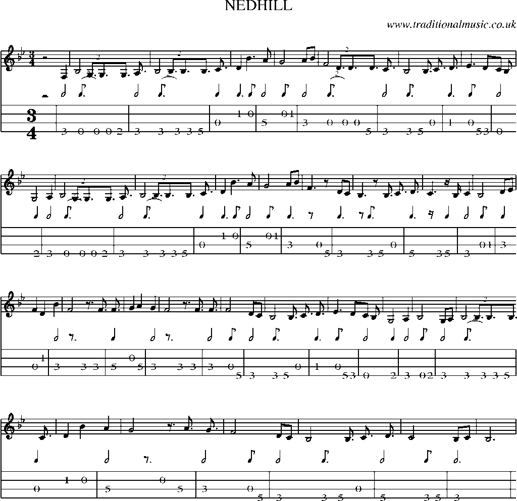 Mandolin Tab and Sheet Music for Nedhill