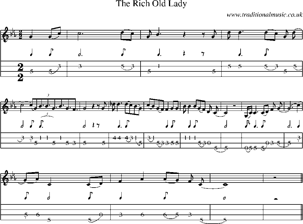 Mandolin Tab and Sheet Music for The Rich Old Lady