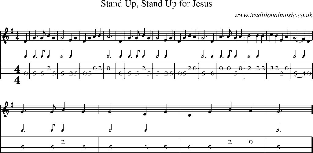 Mandolin Tab and Sheet Music for Stand Up, Stand Up For Jesus