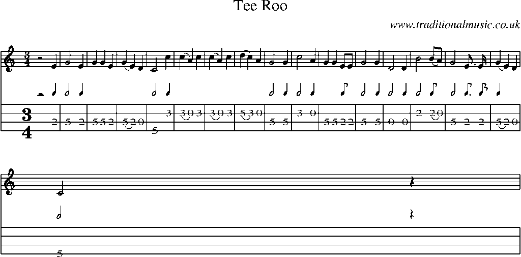 Mandolin Tab and Sheet Music for Tee Roo