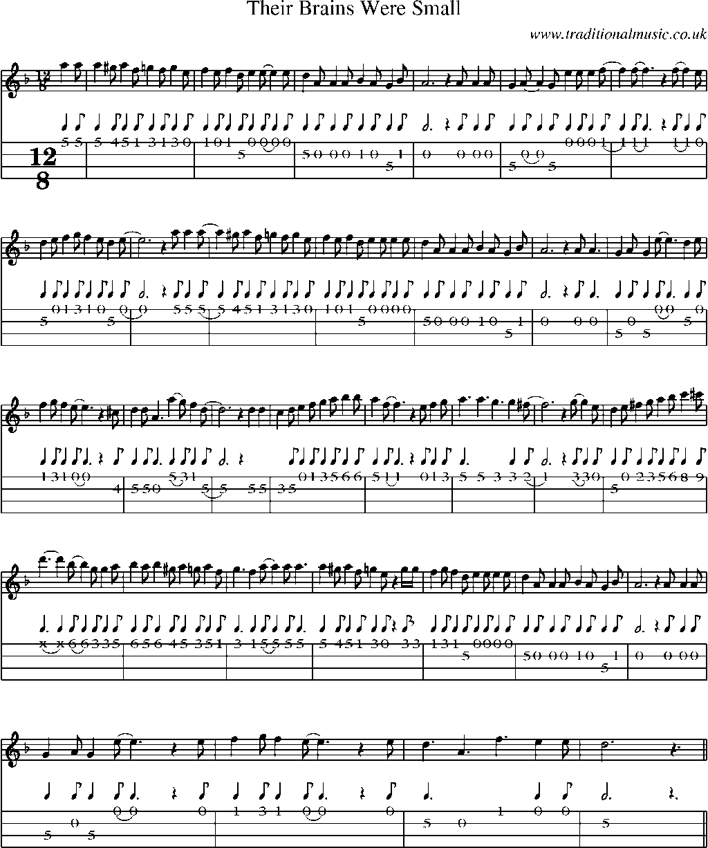 Mandolin Tab and Sheet Music for Their Brains Were Small