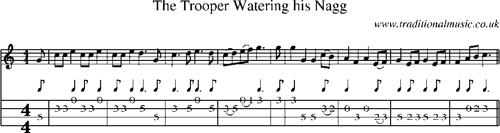 Mandolin Tab and Sheet Music for The Trooper Watering His Nagg