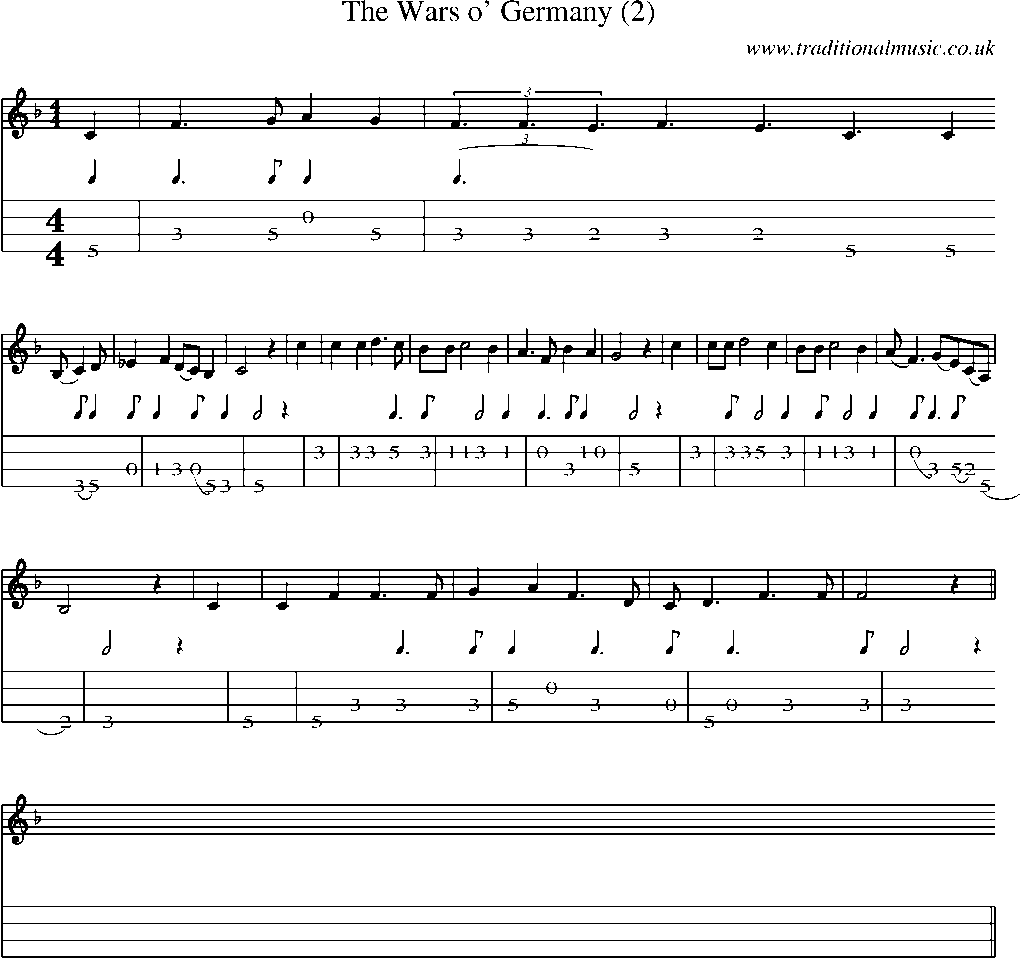 Mandolin Tab and Sheet Music for The Wars O' Germany (2)