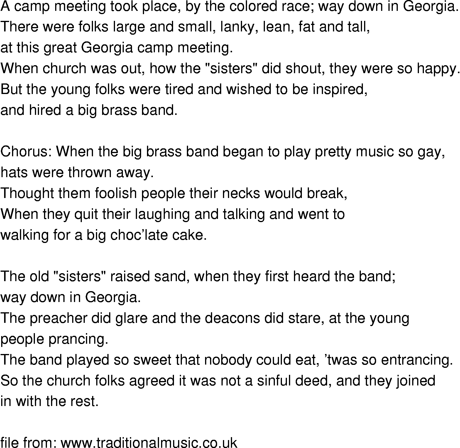 Old-Time (oldtimey) Song Lyrics - at a georgia camp meeting