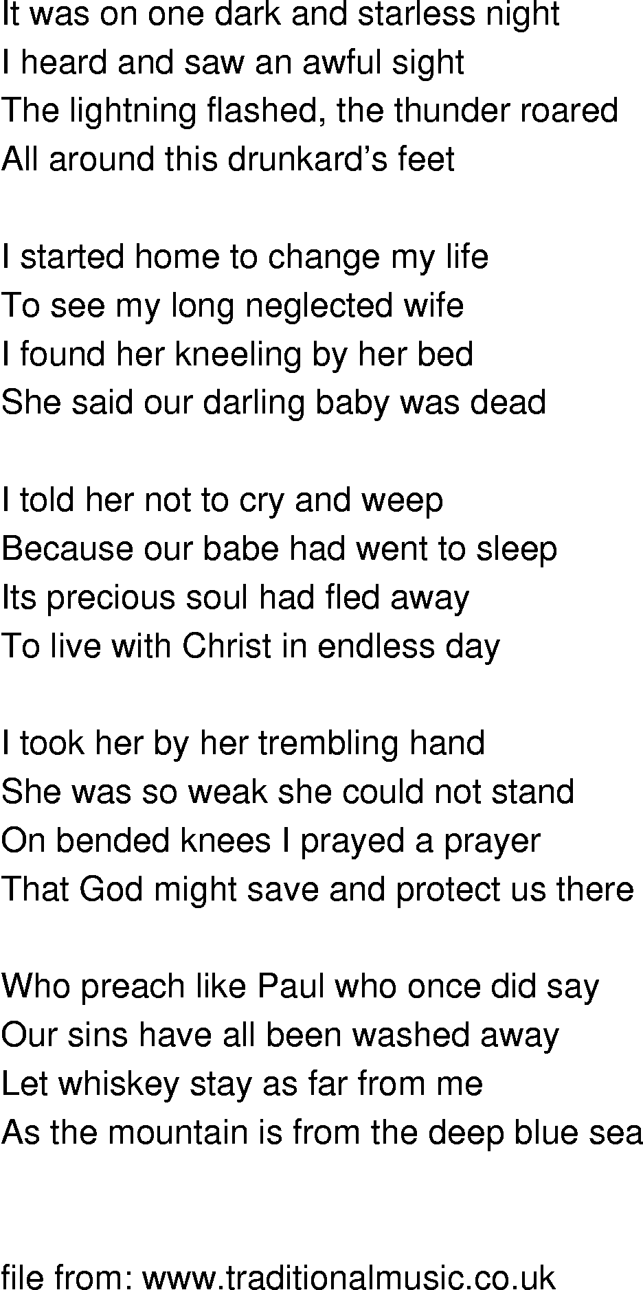 Old-Time (oldtimey) Song Lyrics - drunkards hell