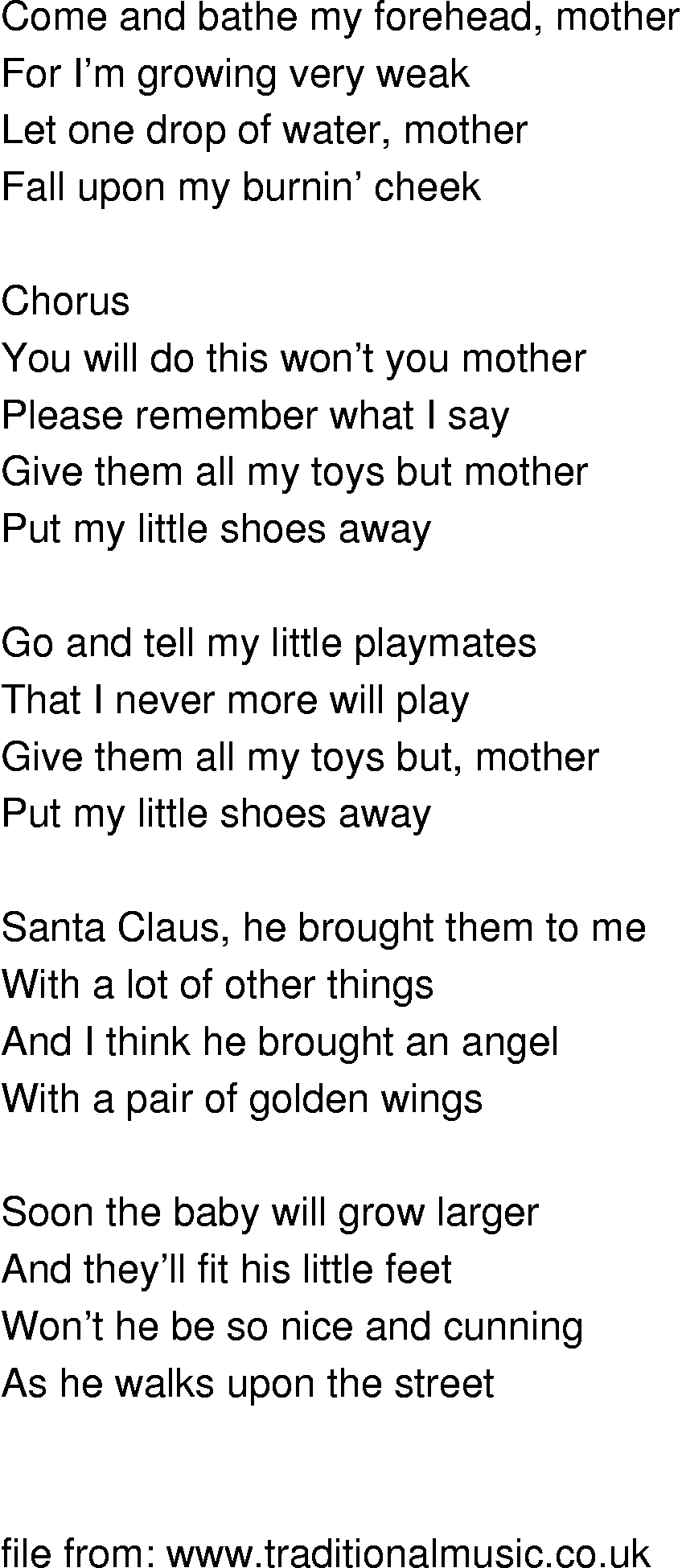 Old-Time (oldtimey) Song Lyrics - put my little shoes away