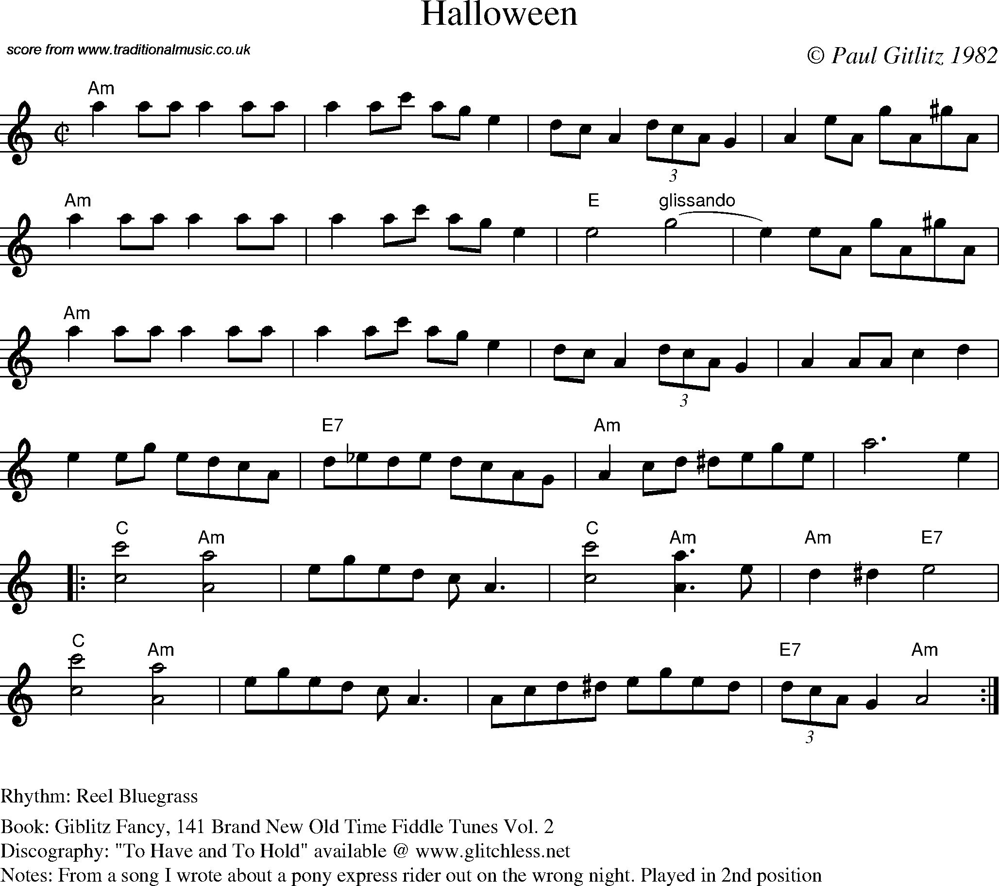 Sheet Music Score for Reel - Halloween