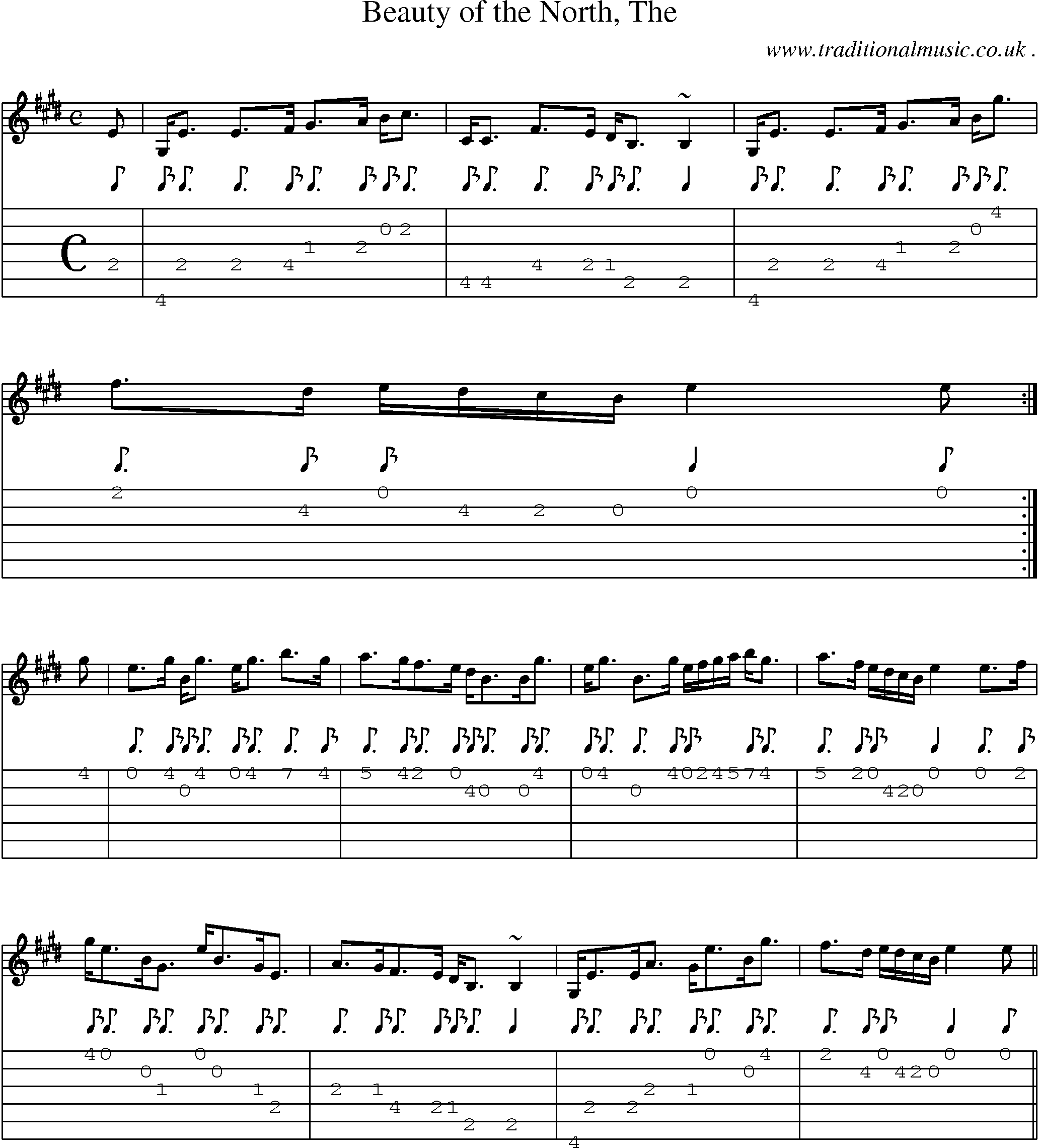 Sheet-music  score, Chords and Guitar Tabs for Beauty Of The North The