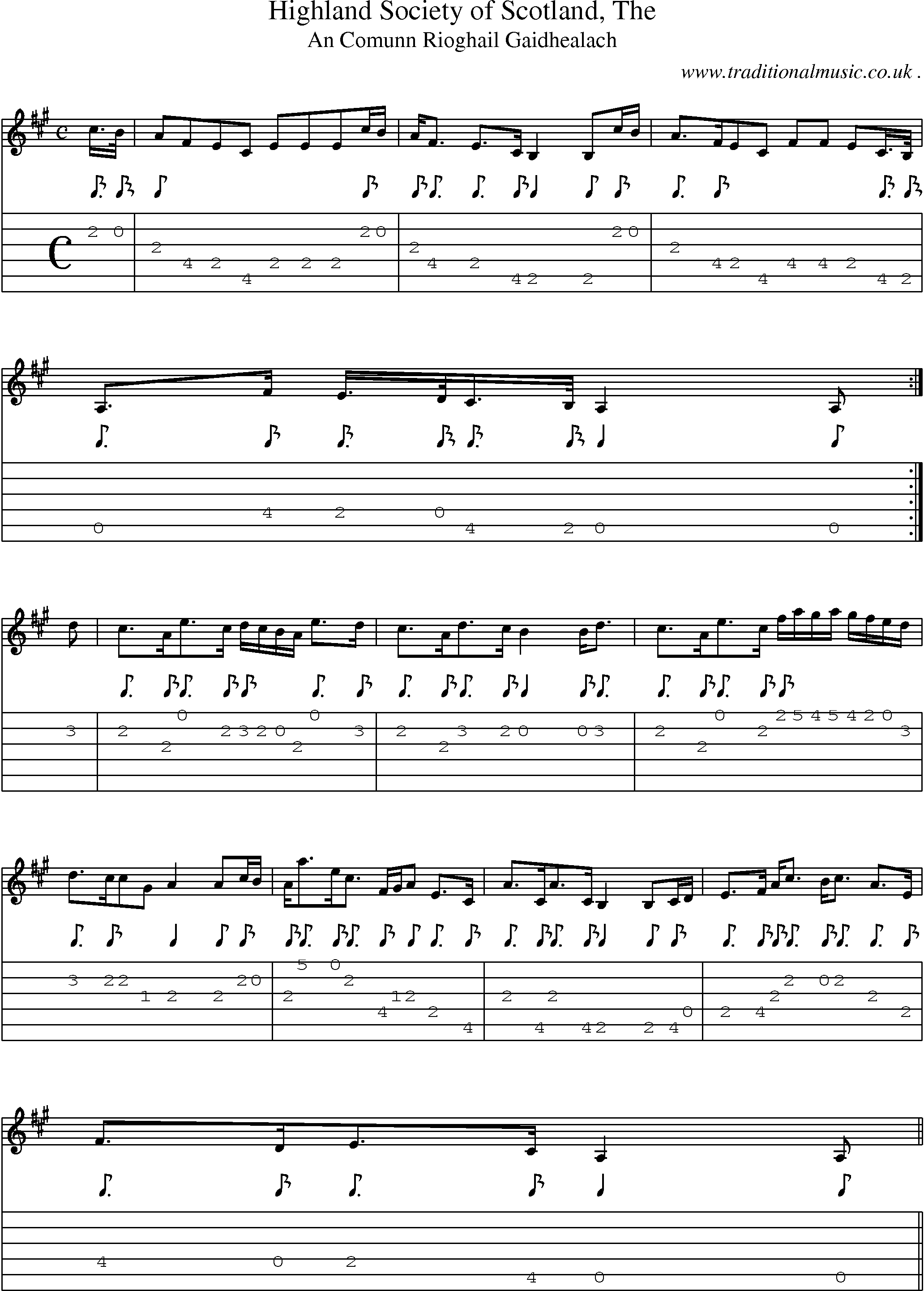 Sheet-music  score, Chords and Guitar Tabs for Highland Society Of Scotland The 