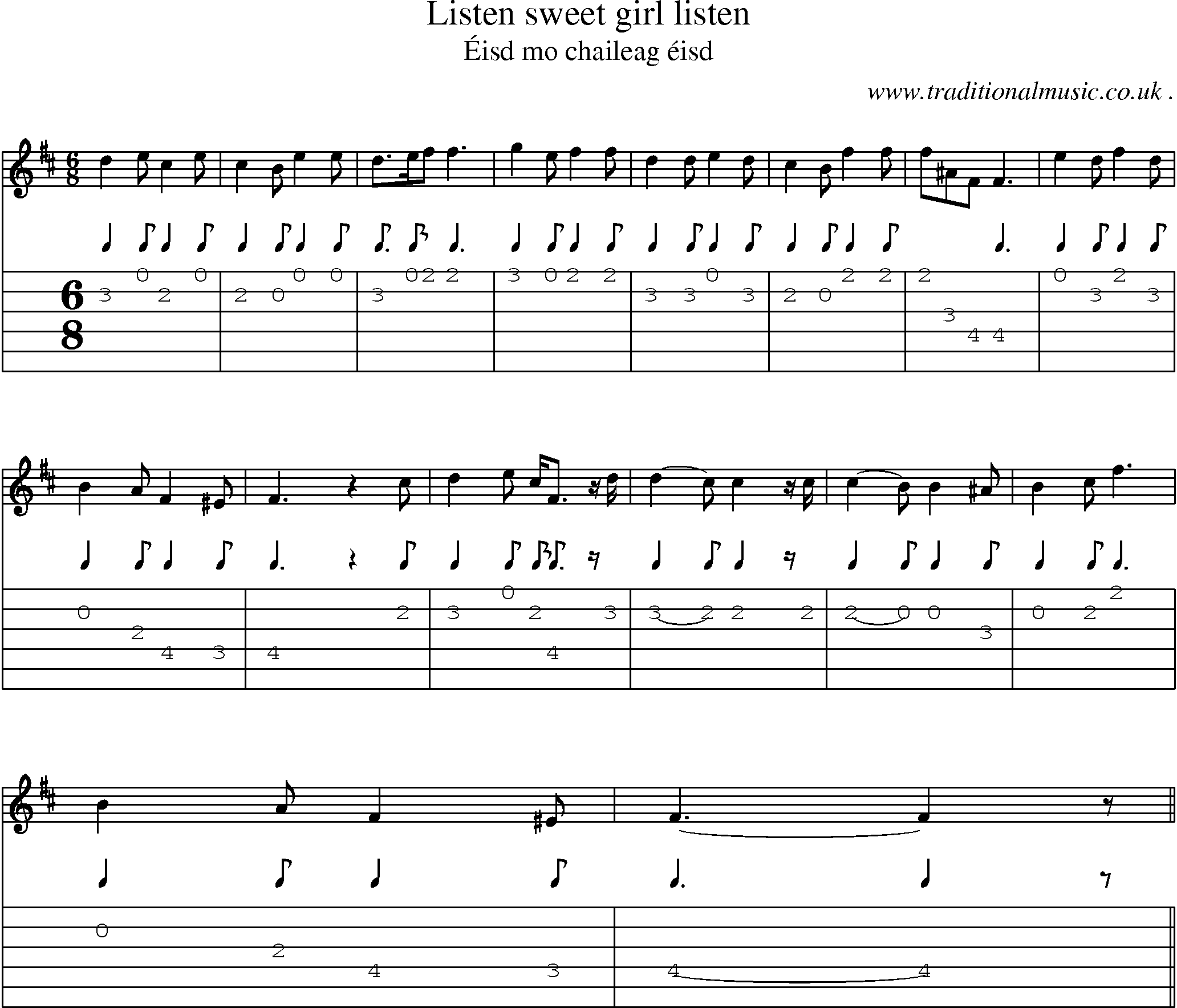 Sheet-music  score, Chords and Guitar Tabs for Listen Sweet Girl Listen