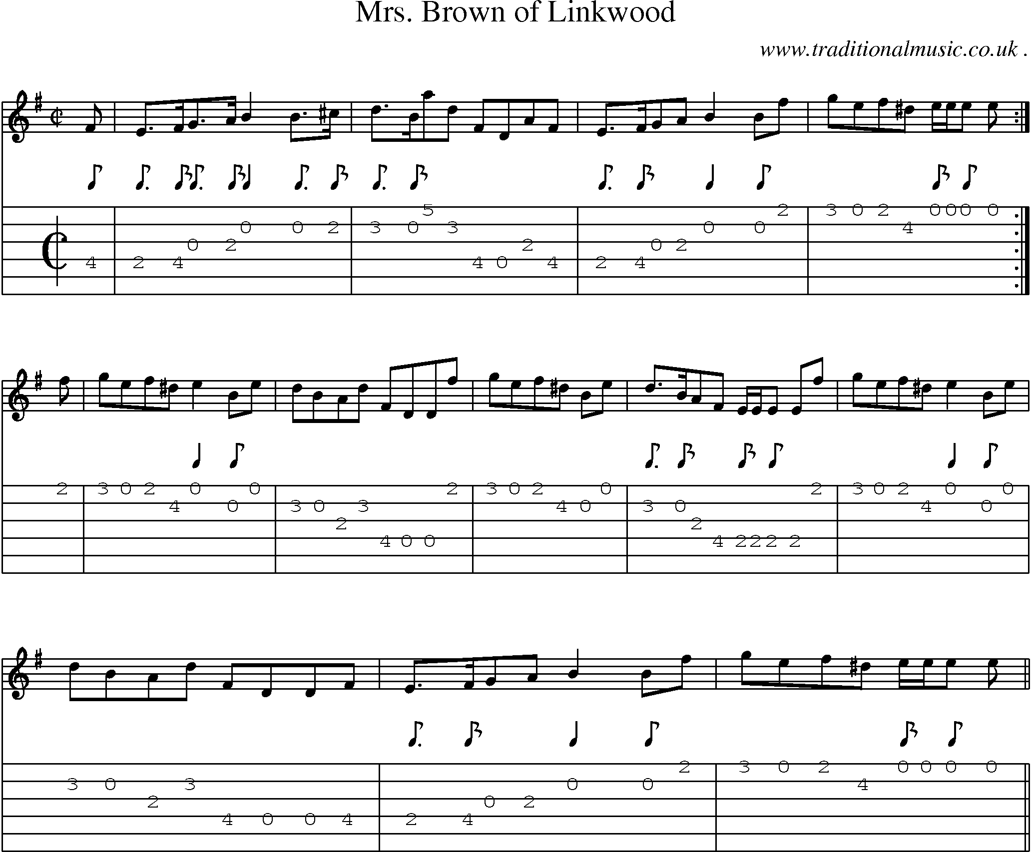 Sheet-music  score, Chords and Guitar Tabs for Mrs Brown Of Linkwood 