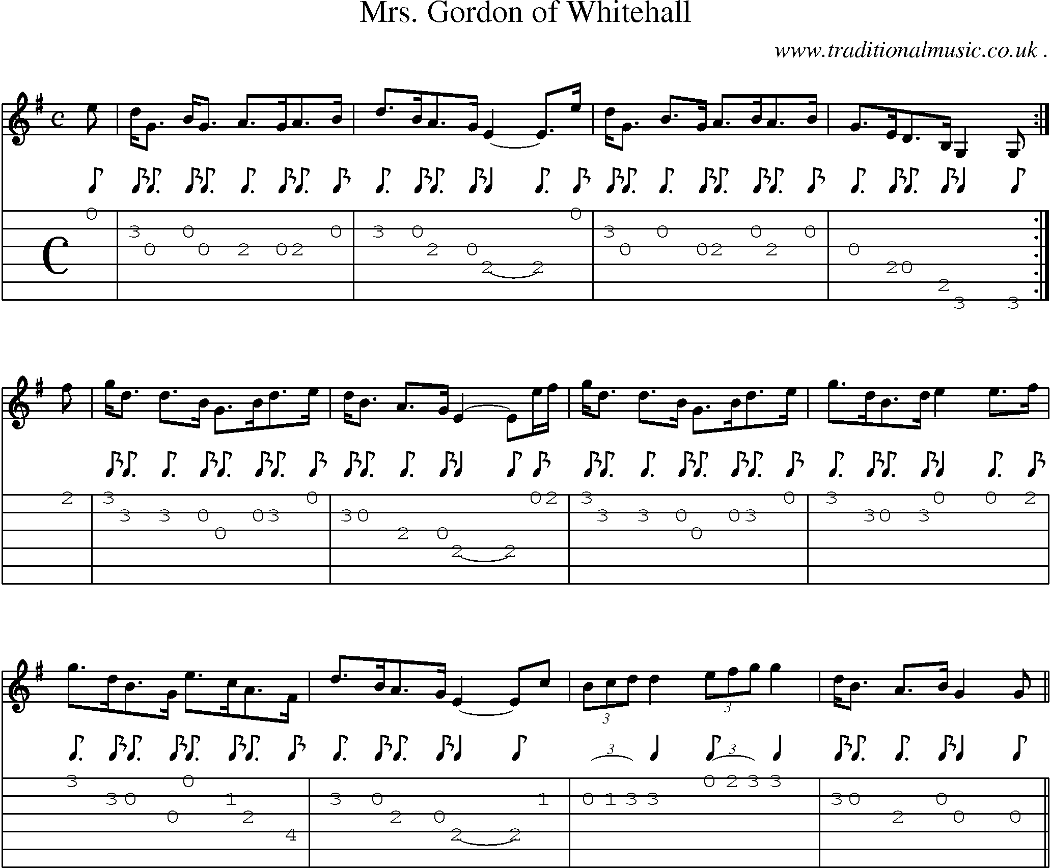 Sheet-music  score, Chords and Guitar Tabs for Mrs Gordon Of Whitehall