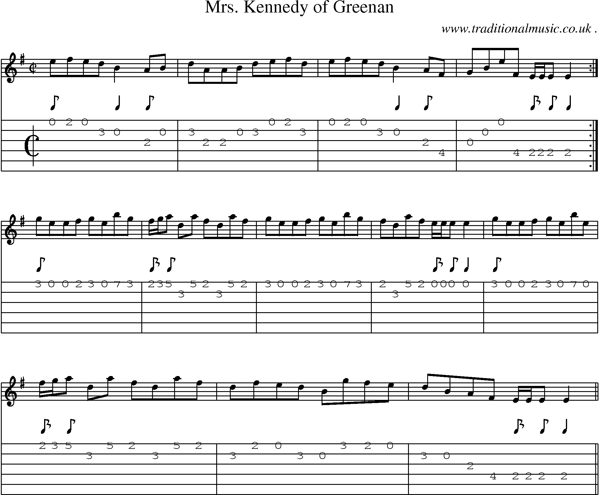 Sheet-music  score, Chords and Guitar Tabs for Mrs Kennedy Of Greenan