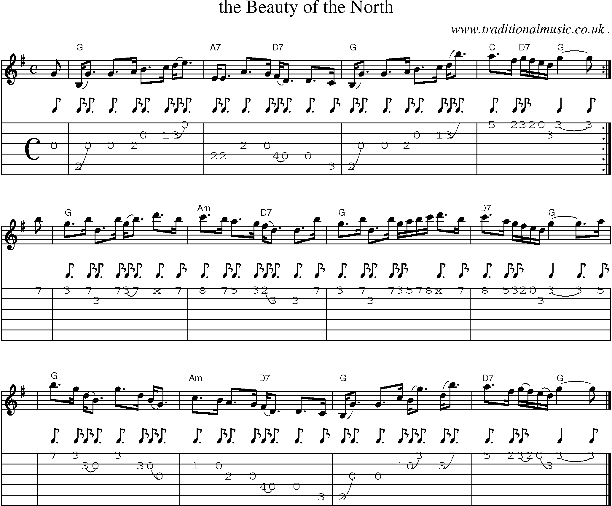 Sheet-music  score, Chords and Guitar Tabs for The Beauty Of The North