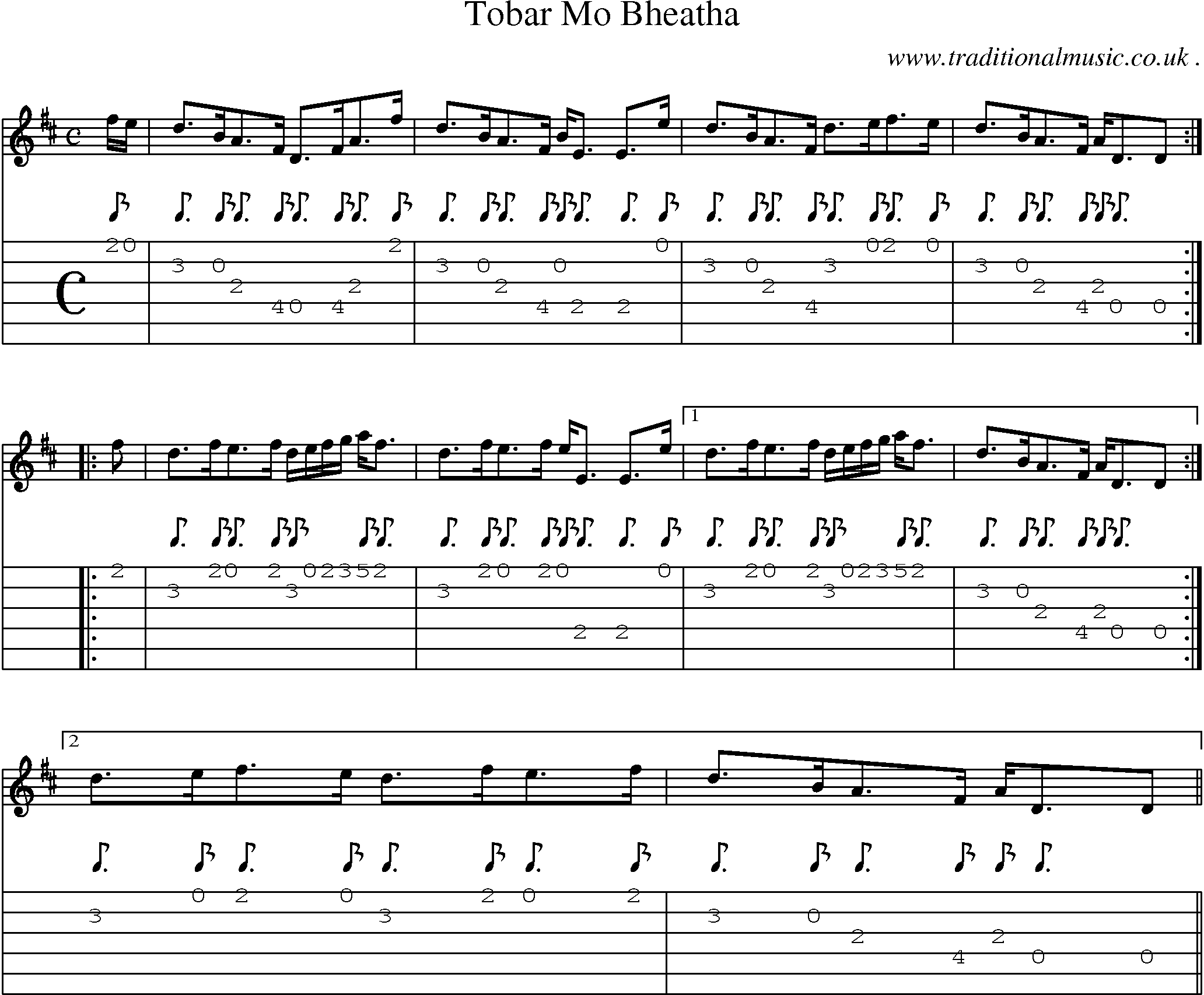 Sheet-music  score, Chords and Guitar Tabs for Tobar Mo Bheatha