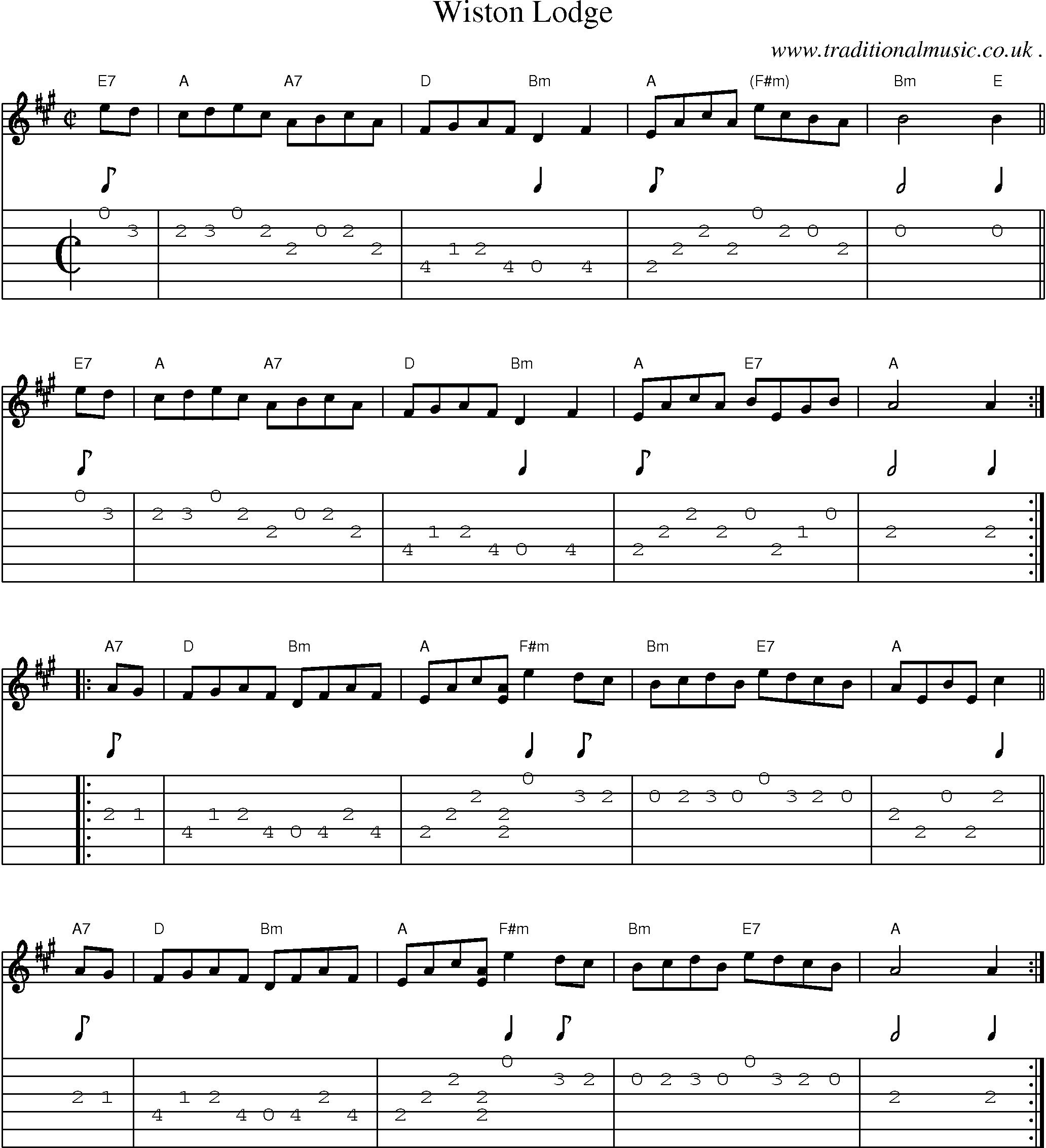 Sheet-music  score, Chords and Guitar Tabs for Wiston Lodge