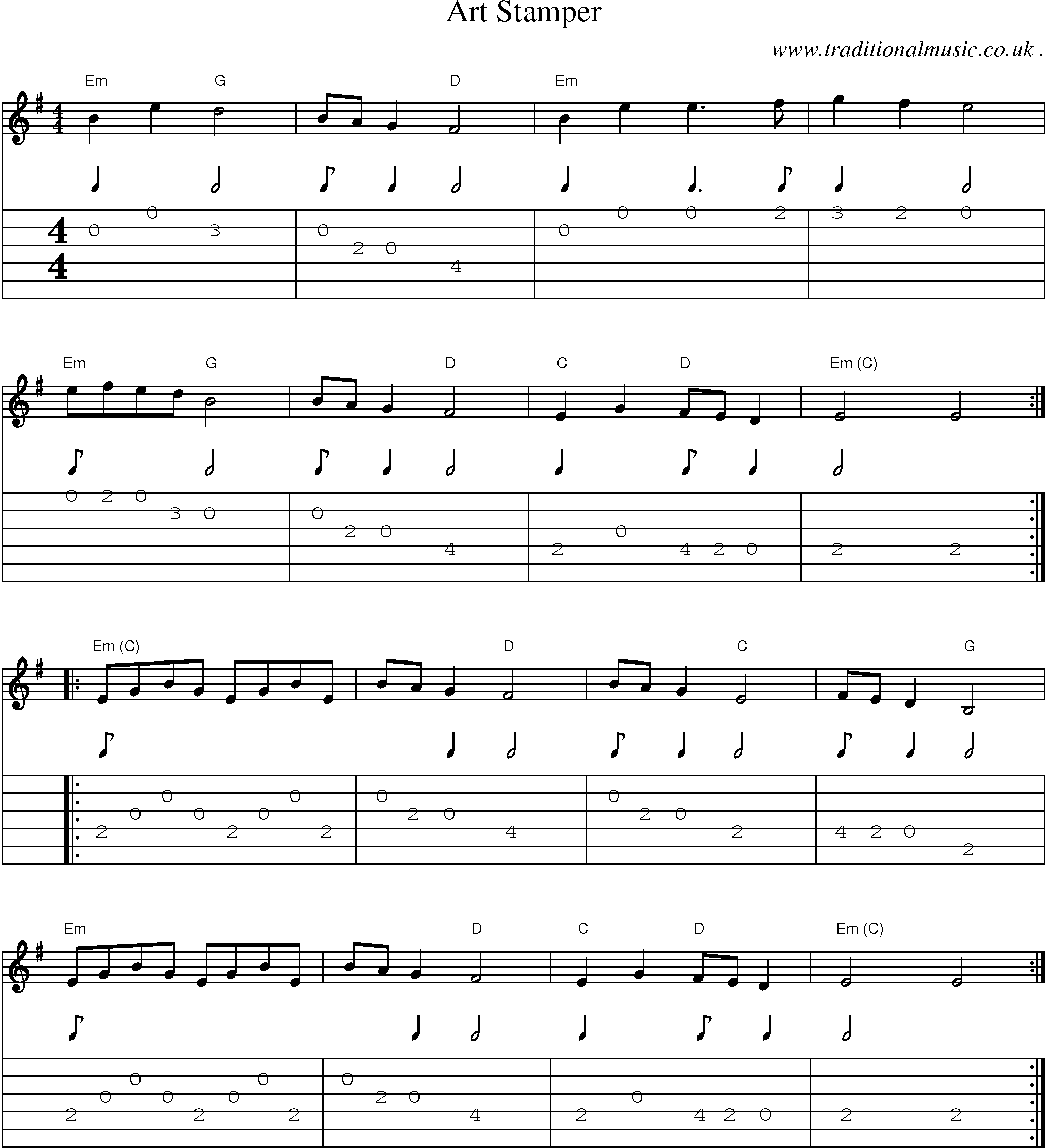 Music Score and Guitar Tabs for Art Stamper