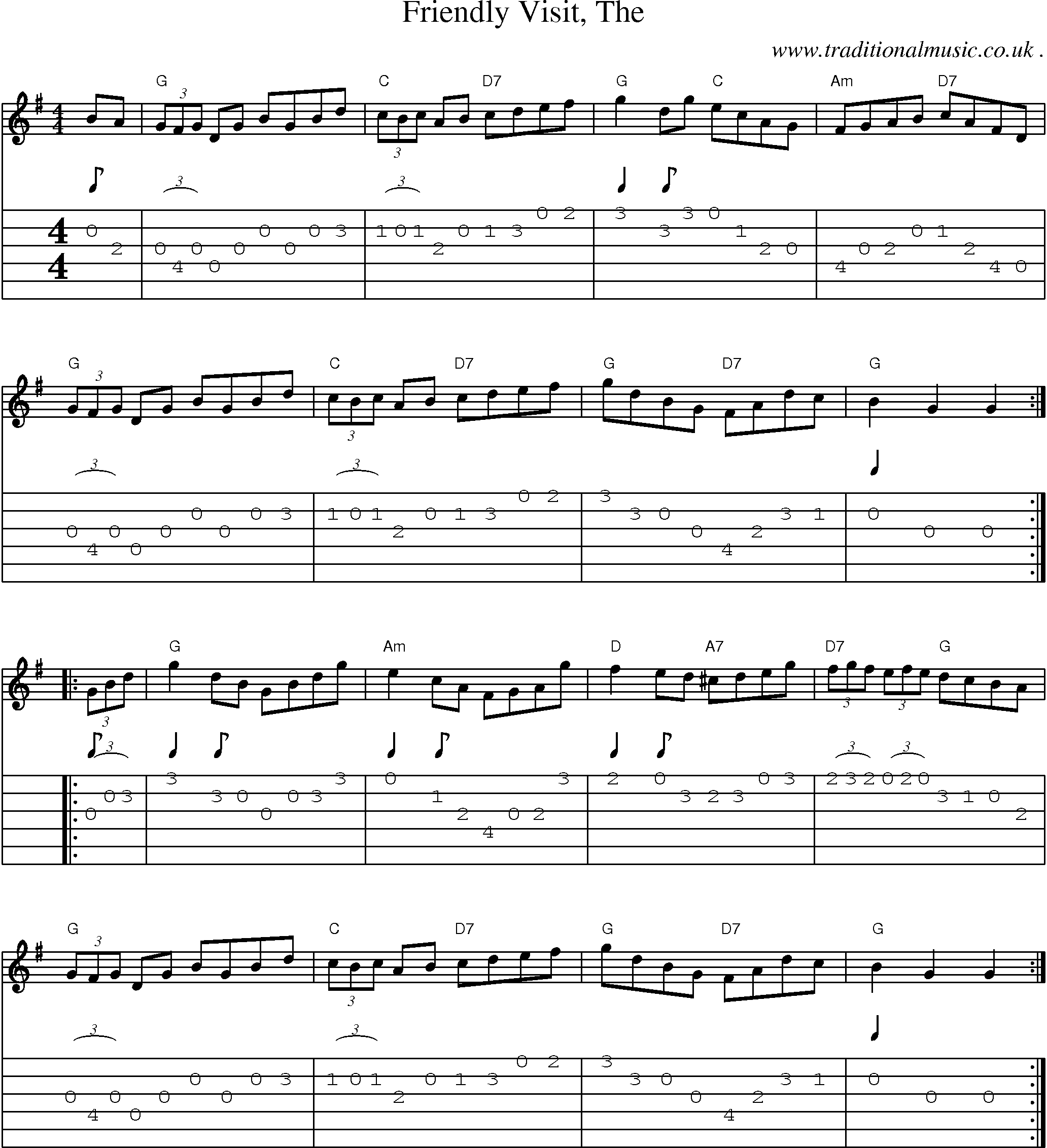 Music Score and Guitar Tabs for Friendly Visit The