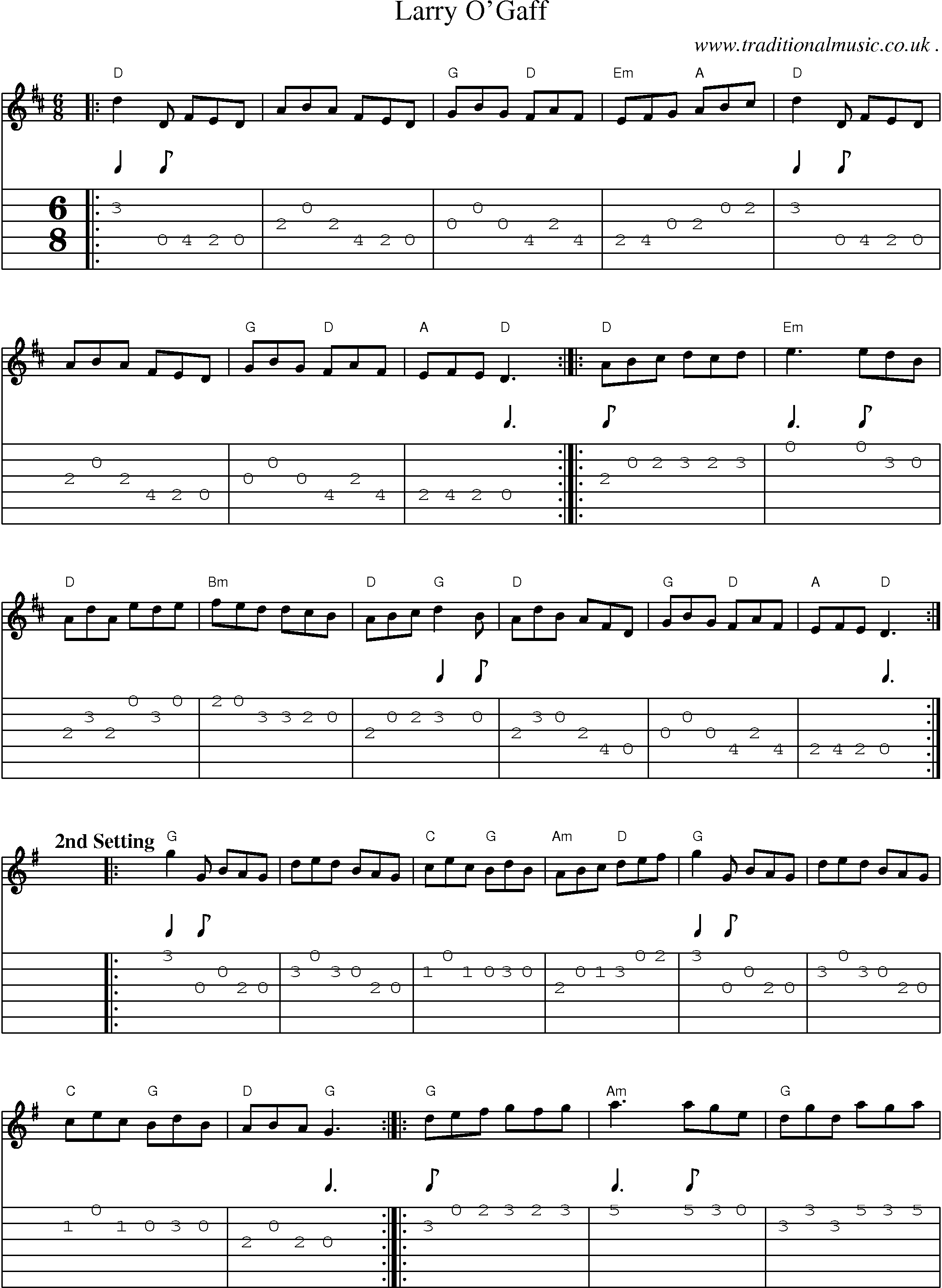 Music Score and Guitar Tabs for Larry Ogaff