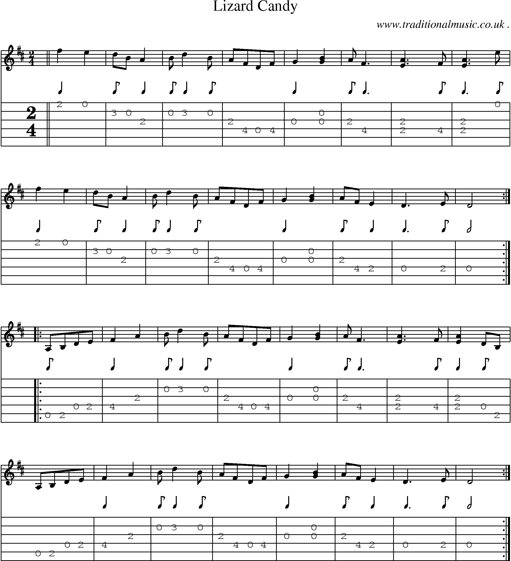 Music Score and Guitar Tabs for Lizard Candy