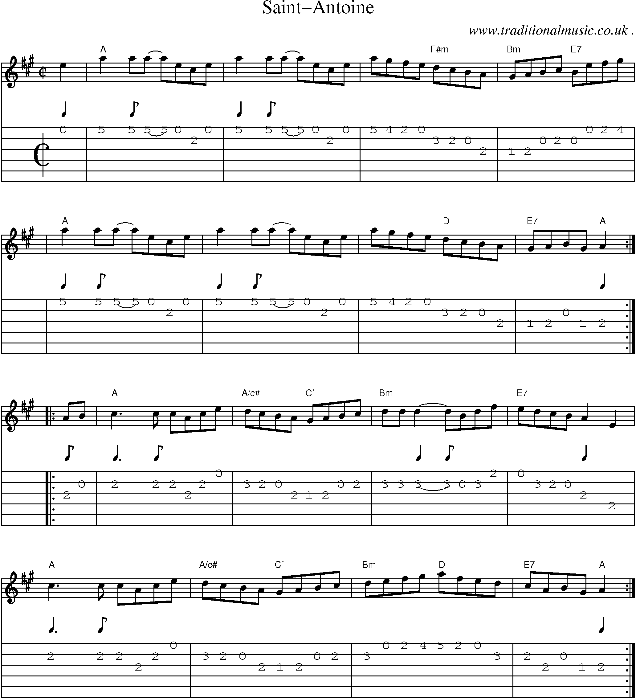 Music Score and Guitar Tabs for Saint-antoine