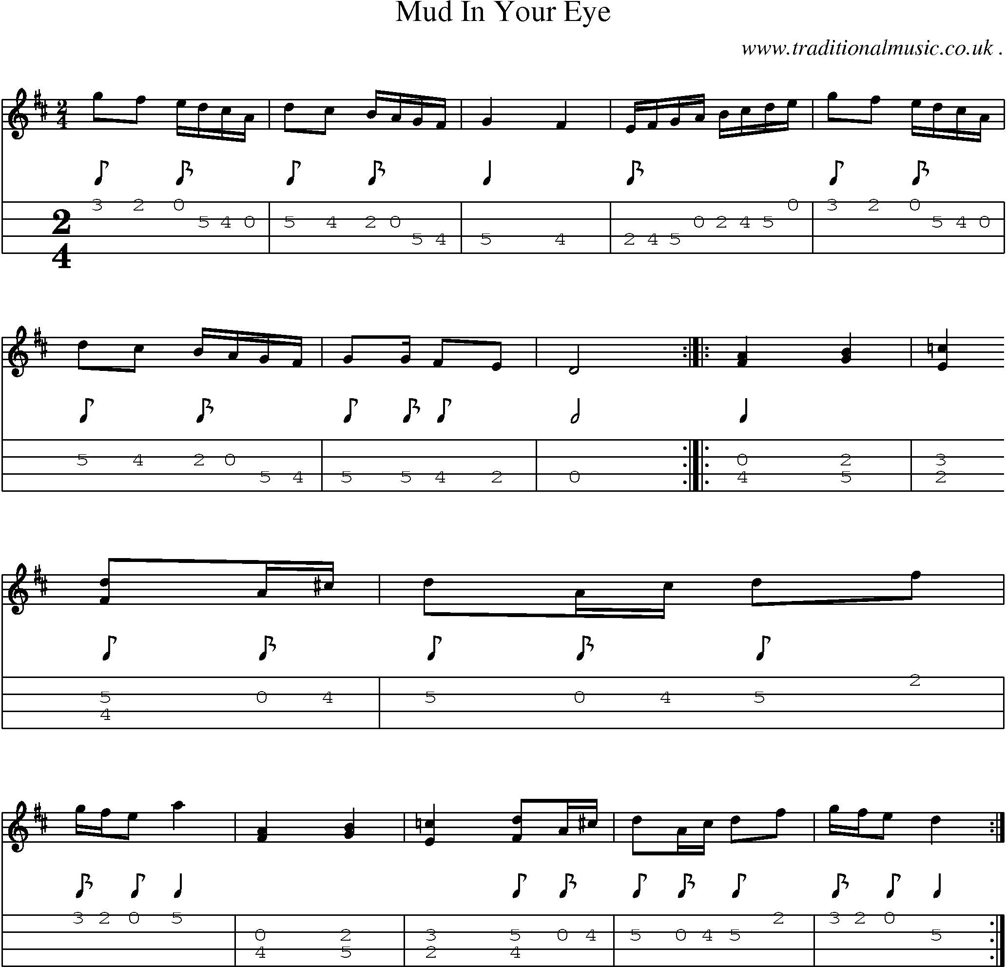 Music Score and Guitar Tabs for Mud In Your Eye