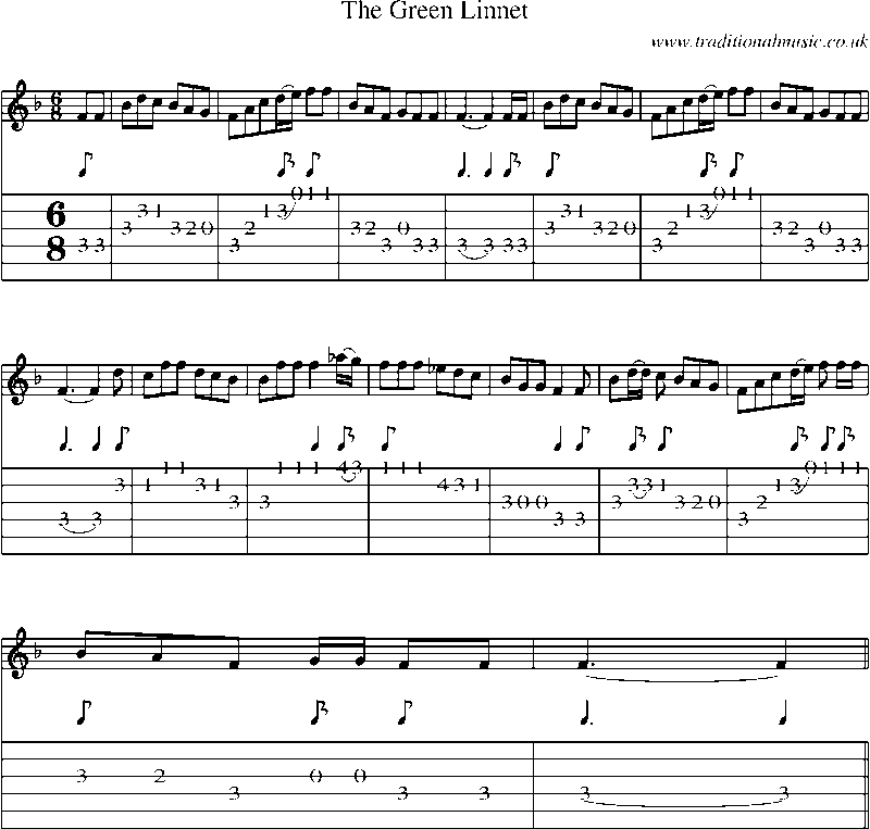Guitar Tab and Sheet Music for The Green Linnet