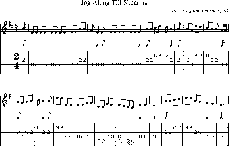 Guitar Tab and Sheet Music for Jog Along Till Shearing