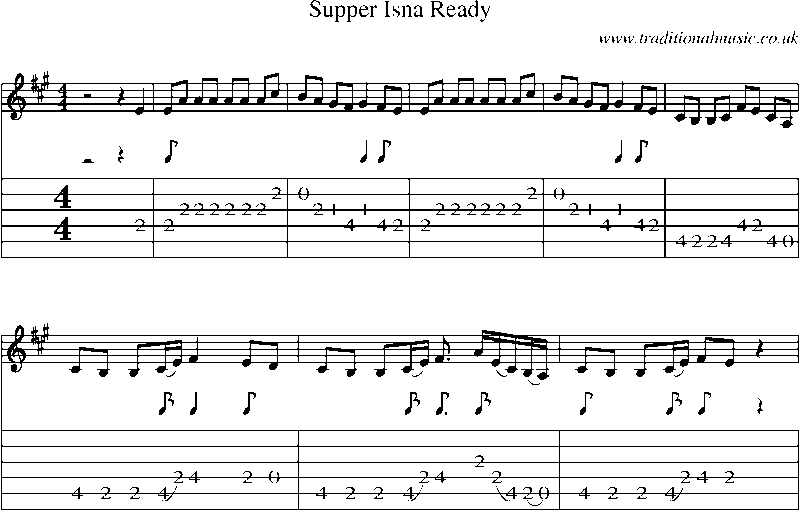 Guitar Tab and Sheet Music for Supper Isna Ready