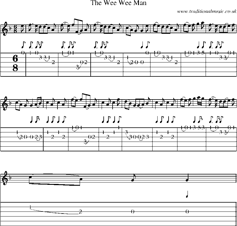 Guitar Tab and Sheet Music for The Wee Wee Man