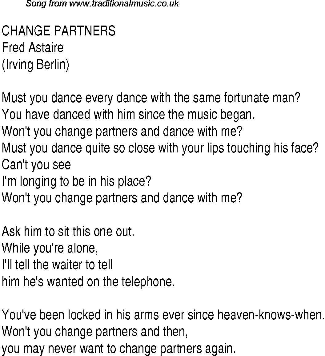 Music charts top songs 1938 - lyrics for Change Partners