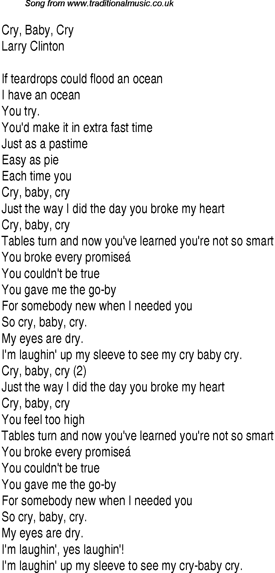 Music charts top songs 1938 - lyrics for Cry Baby Crylc