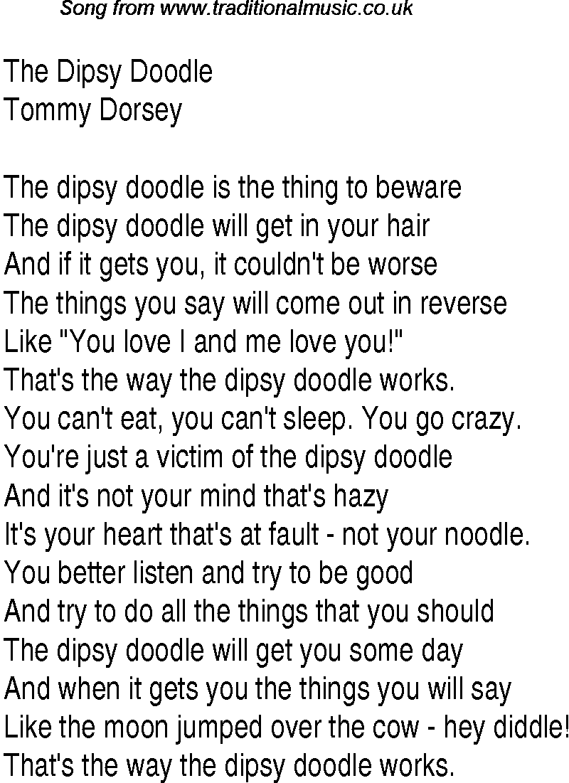 Music charts top songs 1937 - lyrics for Dipsy Doodle