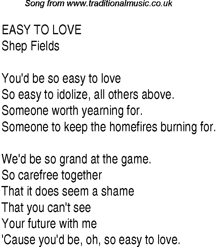Music charts top songs 1936 - lyrics for Easy To Lovesf
