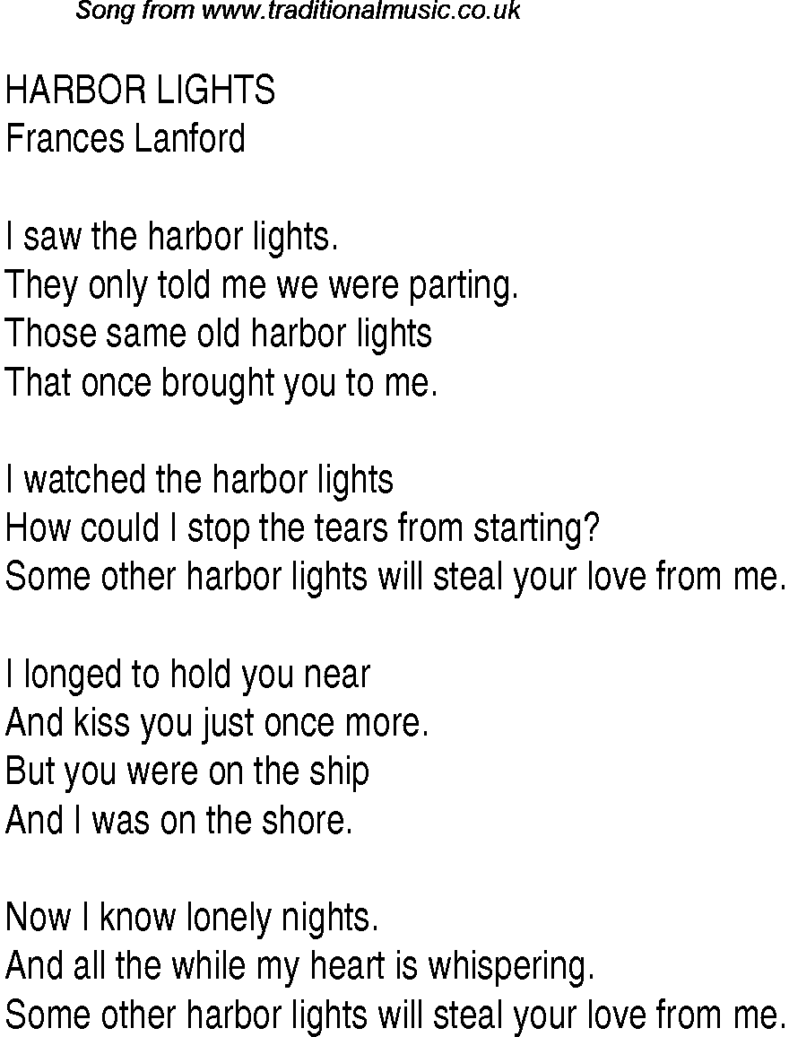 Music charts top songs 1937 - lyrics for Harbor Lightsfl