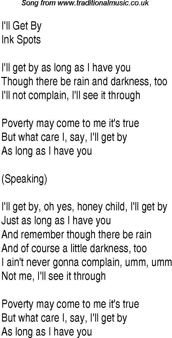 Music charts top songs 1944 - lyrics for Ill Get Byis