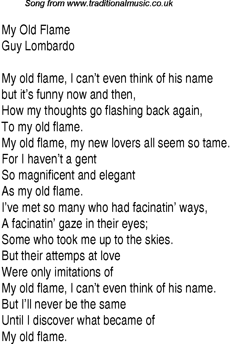 Music charts top songs 1934 - lyrics for My Old Flamegl