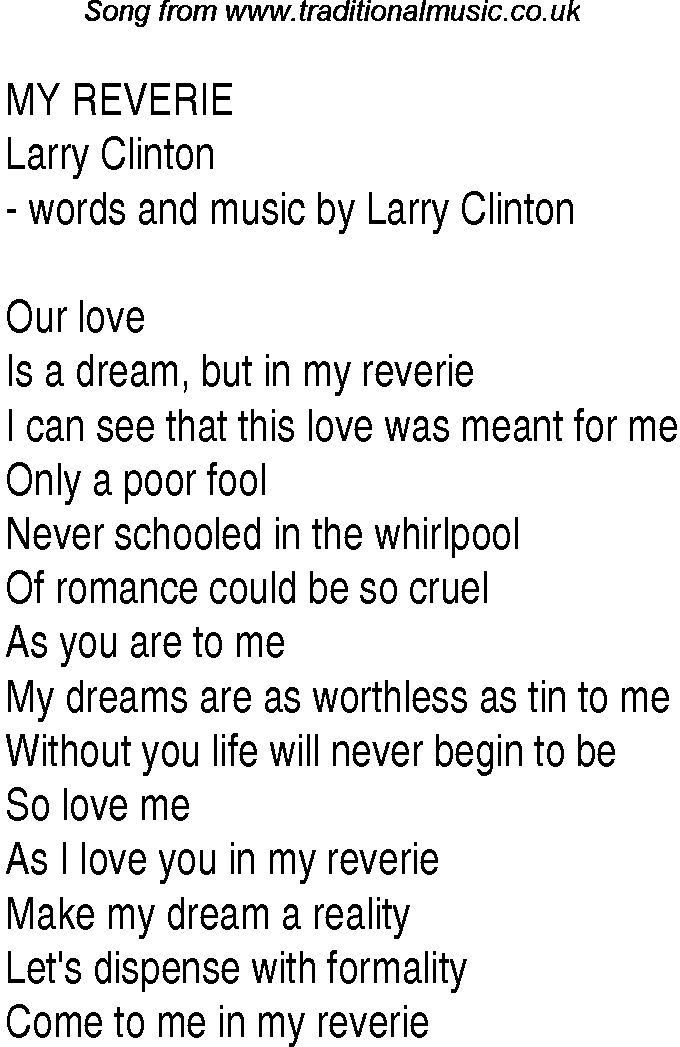 Music charts top songs 1938 - lyrics for My Reverie