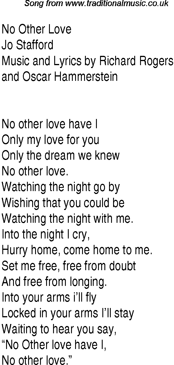 Music charts top songs 1948 - lyrics for No Other Lovejs