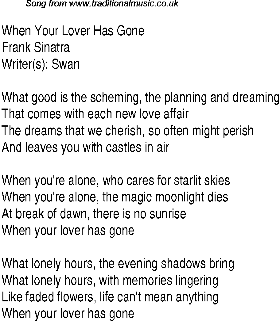Music charts top songs 1931 - lyrics for When Your Lover Has Gone