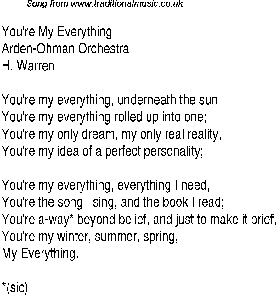 Music charts top songs 1931 - lyrics for Youre My Everything